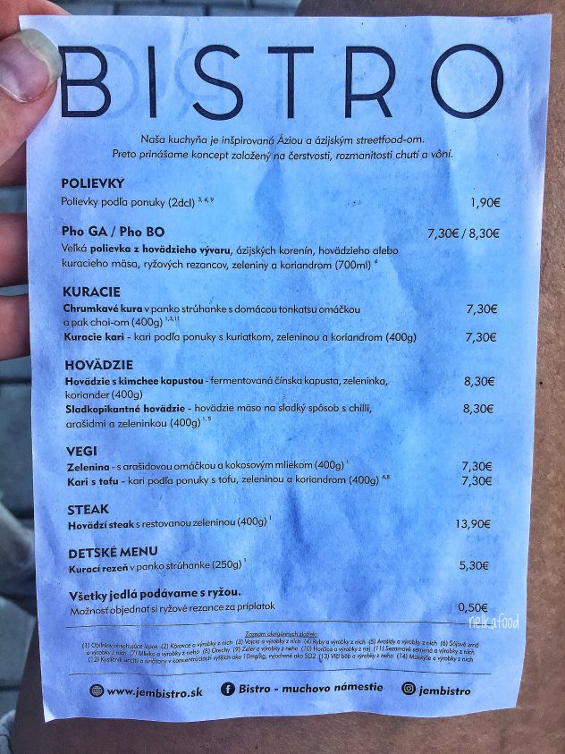 Jem bistro menu